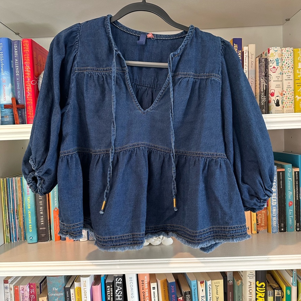 Anthropologie Pilcro || Chambray Puff Sleeve Blouse || Sz S